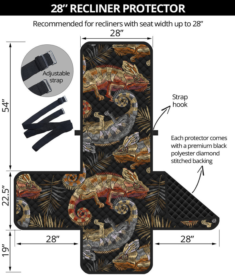 Chameleon lizard tropical leaves palm tree Recliner Cover Protector