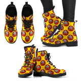 Daruma Japanese Wooden Doll Yellow Background Leather Boots