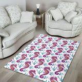Purple Seahorse Blue Coral Pattern Area Rug
