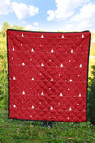 Christmas Tree Star Snow Red Background Premium Quilt