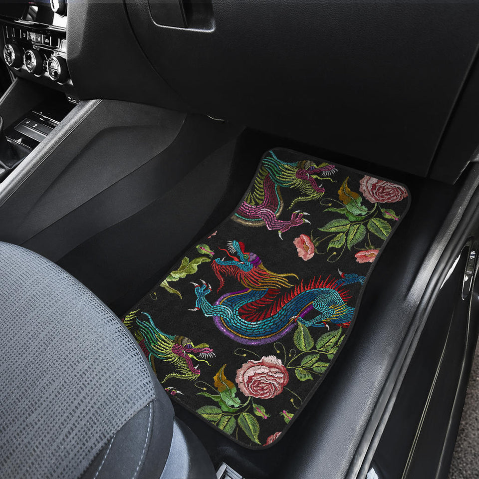 Dragons Flower Pattern Front And Back Car Mats