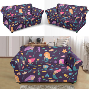 Beautiful Mermaid Fish Jellyfish Algae Other Marine World Loveseat Couch Slipcover