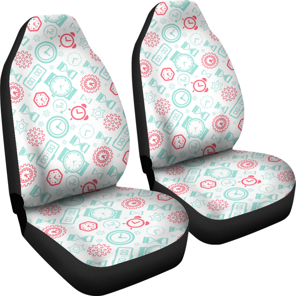 Clock Time Pattern Blackground Universal Fit Car Seat Covers