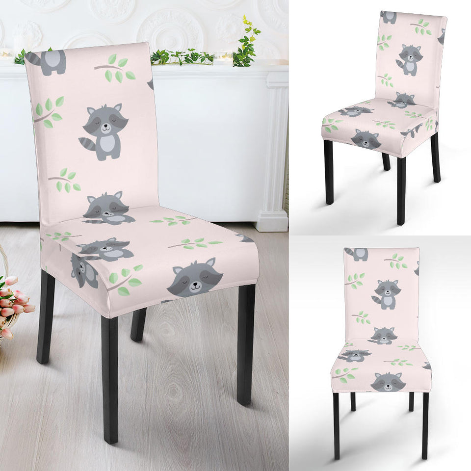 Cute Raccoons Leaves Pattern Dining Chair Slipcover