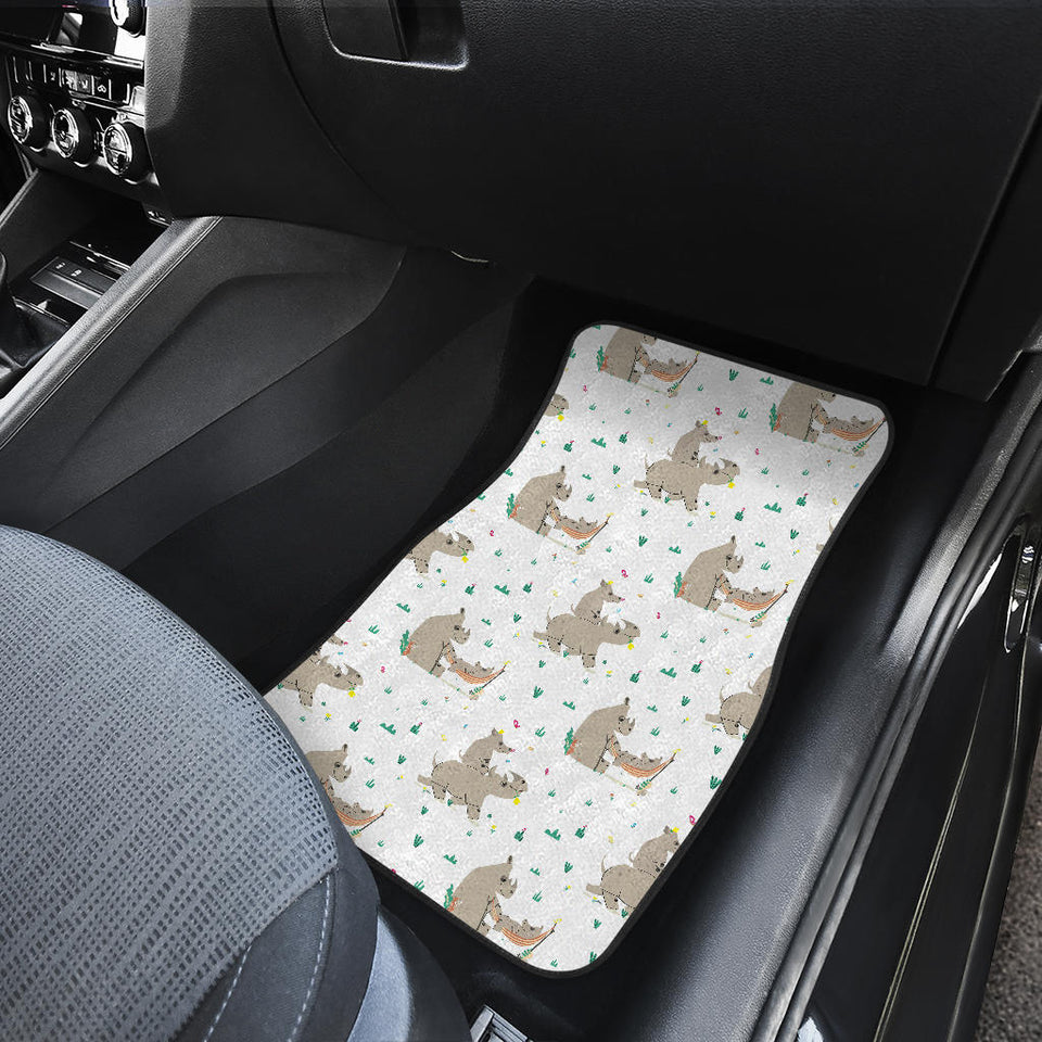 Cute Rhino Pattern Background Front Car Mats