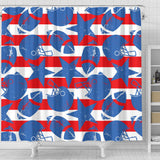 American Football Ball Star Stripes Pattern Shower Curtain Fulfilled In US
