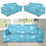 Snowflake Pattern Blue Background Sofa Slipcover