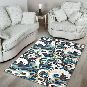 Japanese Wave Pattern Area Rug
