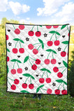 Cherry Pattern White Background Premium Quilt