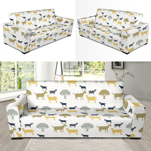 Silhouettes Of Goat And Tree Pattern Sofa Slipcover