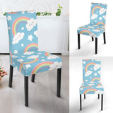 Cute Rainbow Clound Star Pattern Blue Background Dining Chair Slipcover