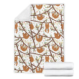 Sloths Hanging On The Tree Pattern Premium Blanket