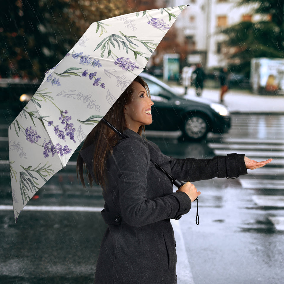 Hand Painting Watercolor Lavender Umbrella