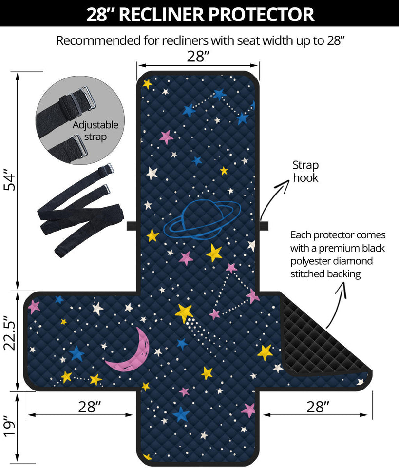space pattern with planets, comets, constellations and stars Recliner Cover Protector