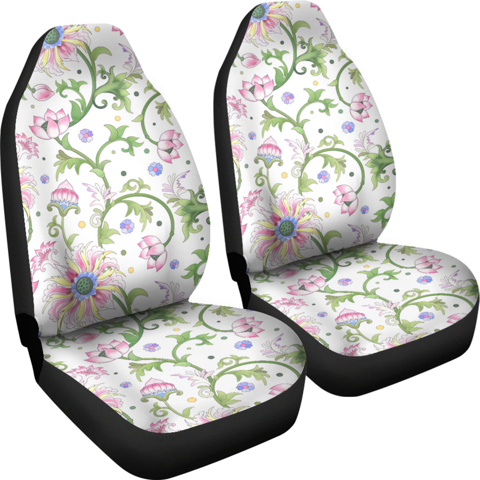 Beautiful Pink Lotus Waterlily Leaves Pattern Universal Fit Car Seat Covers