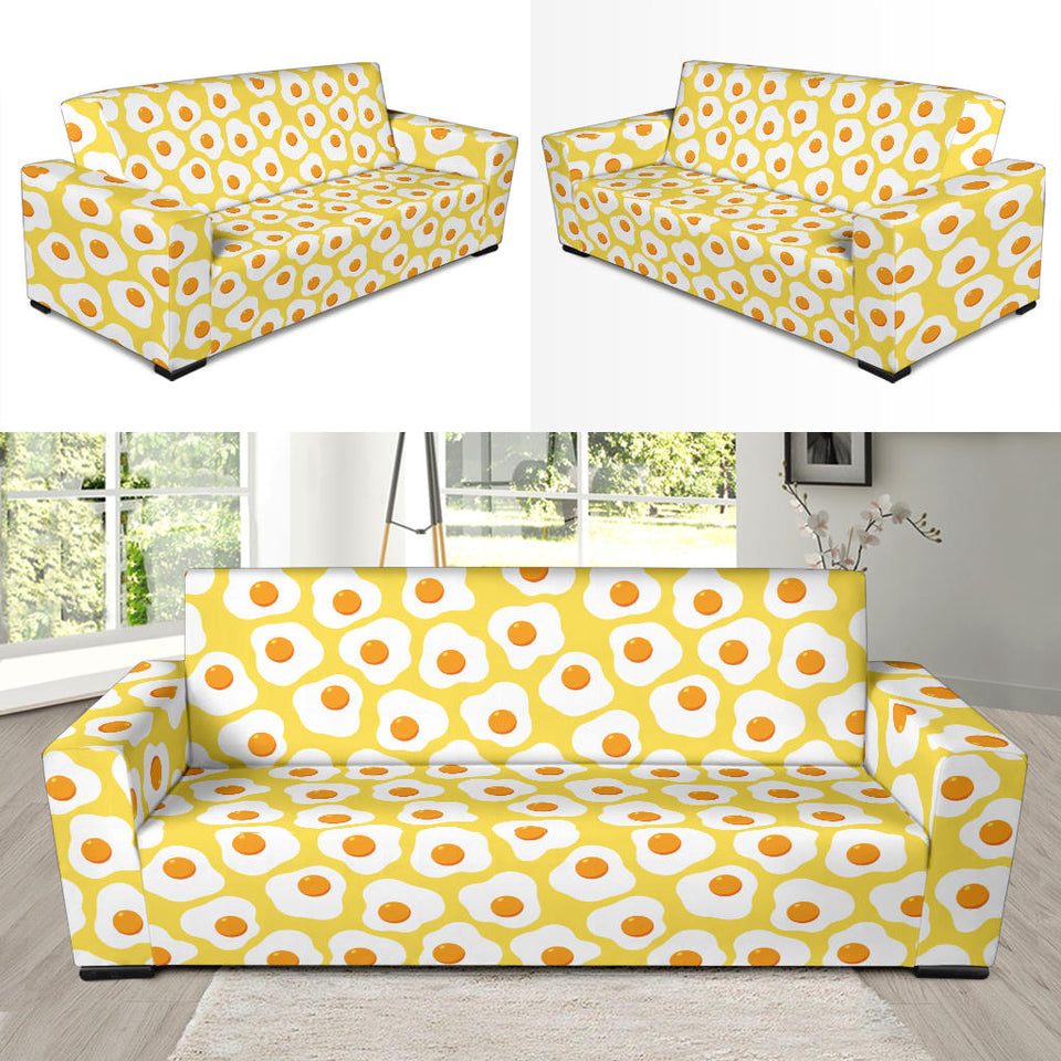 Fried Eggs Pattern Print Design 05 Sofa Slipcover