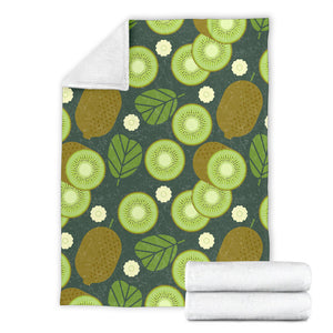 Whole Sliced Kiwi Leave And Flower Premium Blanket