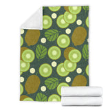 Whole Sliced Kiwi Leave And Flower Premium Blanket