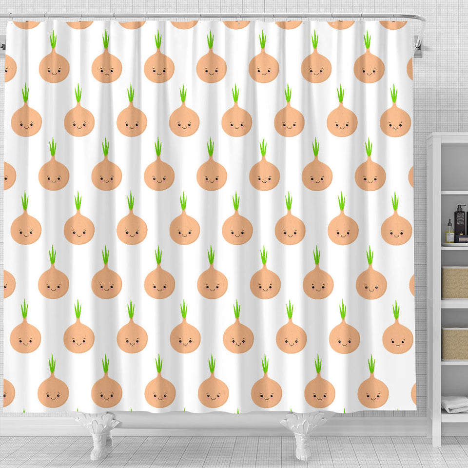 Cute Onions Smiling Faces Shower Curtain Fulfilled In US