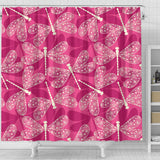 Beautiful Dragonfly Pink Background Shower Curtain Fulfilled In US