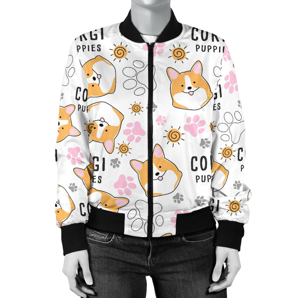 Corgi Dog Pattern Women'S Bomber Jacket