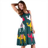 Camel Pattern Sleeveless Midi Dress