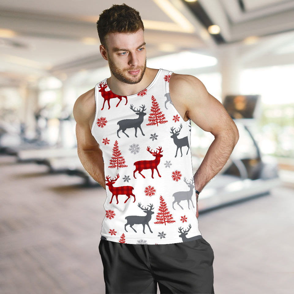 Deer tree snowflakes chrismas pattern Men Tank Top
