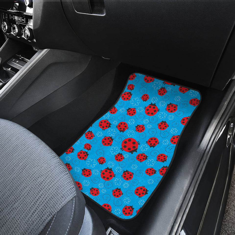 Ladybug Pattern Print Design 02 Front and Back Car Mats