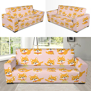 Cute Shiba Inu Dog Pattern  Sofa Slipcover