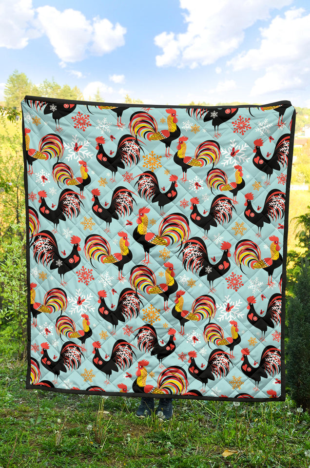Rooster Chicken Cock Snowfalke Premium Quilt