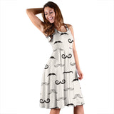 Mustache Beard Pattern Print Design 05 Sleeveless Midi Dress