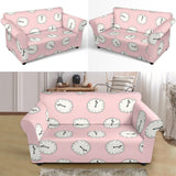 Clock Pattern Pink Blackground Loveseat Couch Slipcover