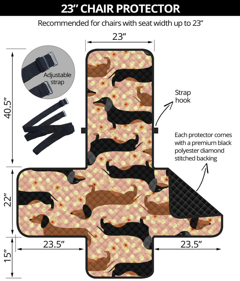 Dachshund floral background Chair Cover Protector