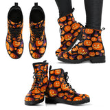 Halloween Pumpkin Pattern Leather Boots