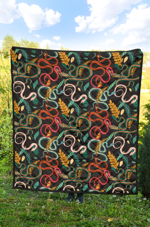 Colorful Snake Plant Pattern Premium Quilt