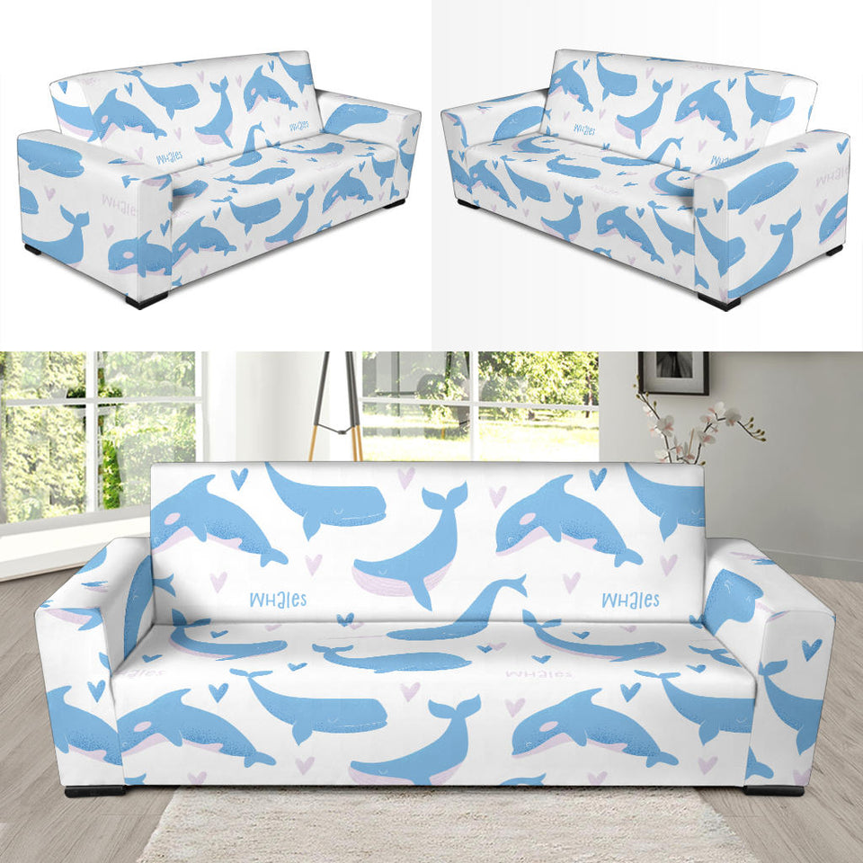 Blue Whale Pattern Sofa Slipcover