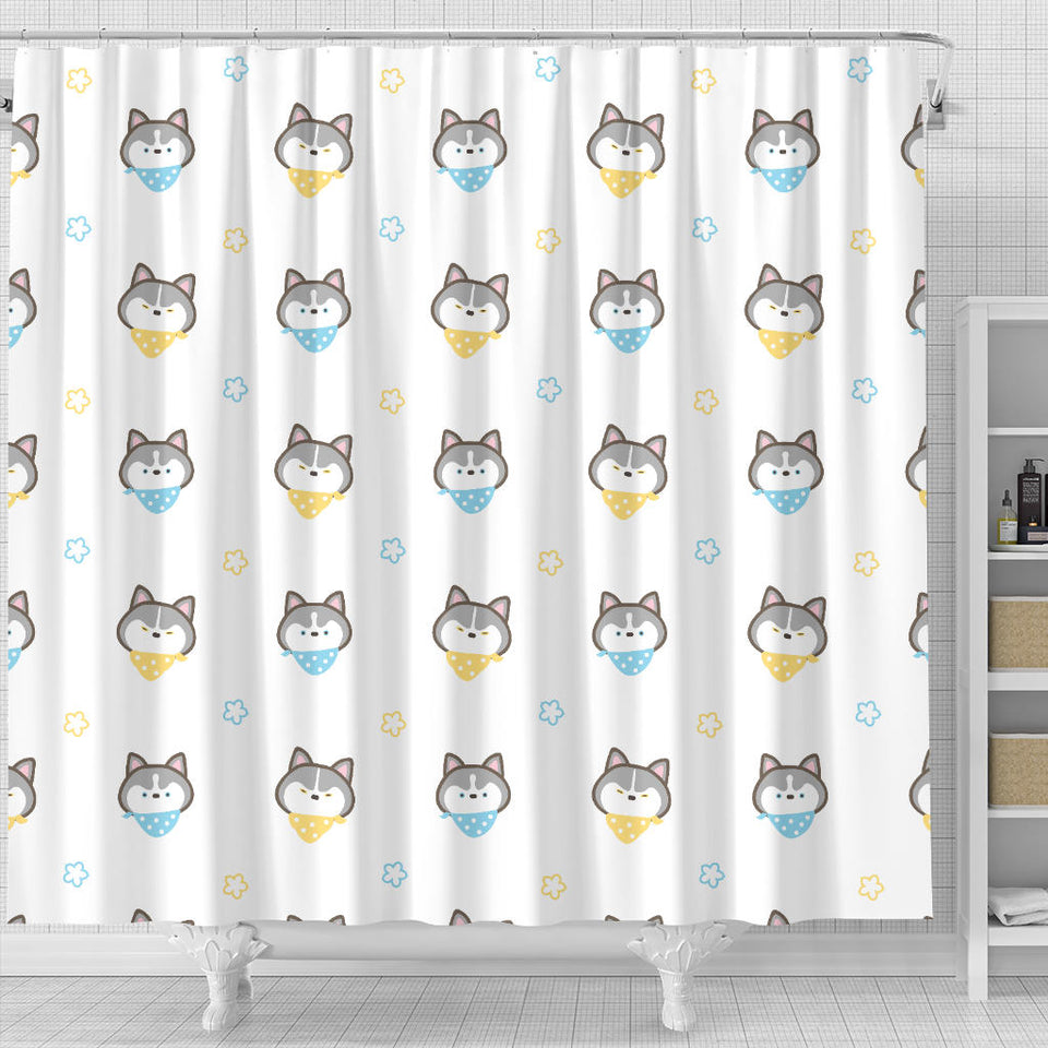 Cute Siberian Husky Pattern Shower Curtain Fulfilled In US