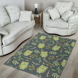 Cute Owls Leaves Pattern Area Rug