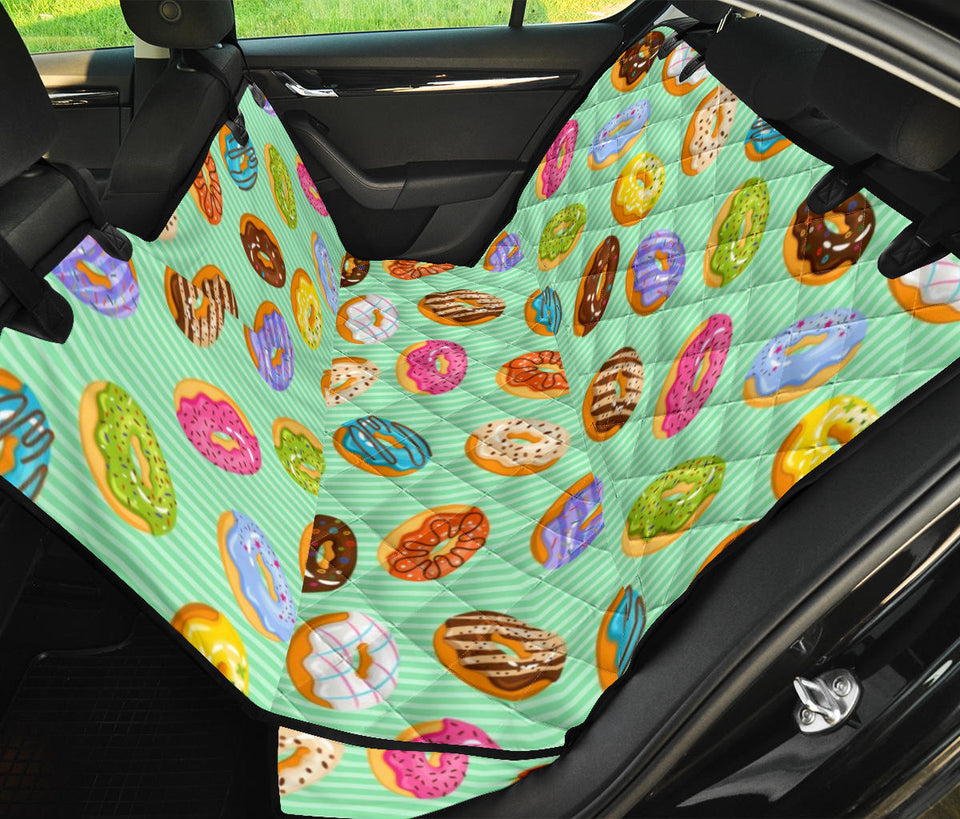 Colorful Donut Pattern Green Background Dog Car Seat Covers