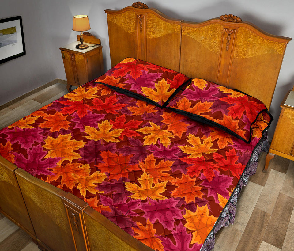 Autumn maple leaf pattern Quilt Bed Set