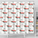 Cute Dachshund Bone Pattern Shower Curtain Fulfilled In US