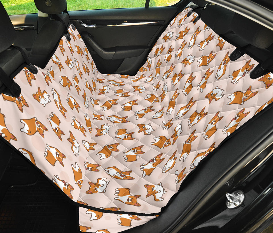 Cute Corgis Pattern Pink Background Dog Car Seat Covers