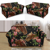 Horse Head Wild Roses Pattern Loveseat Couch Slipcover