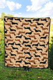 Dachshund Floral Background Premium Quilt