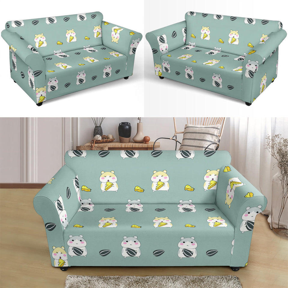 Cute Hamster Cheese Pattern Loveseat Couch Slipcover