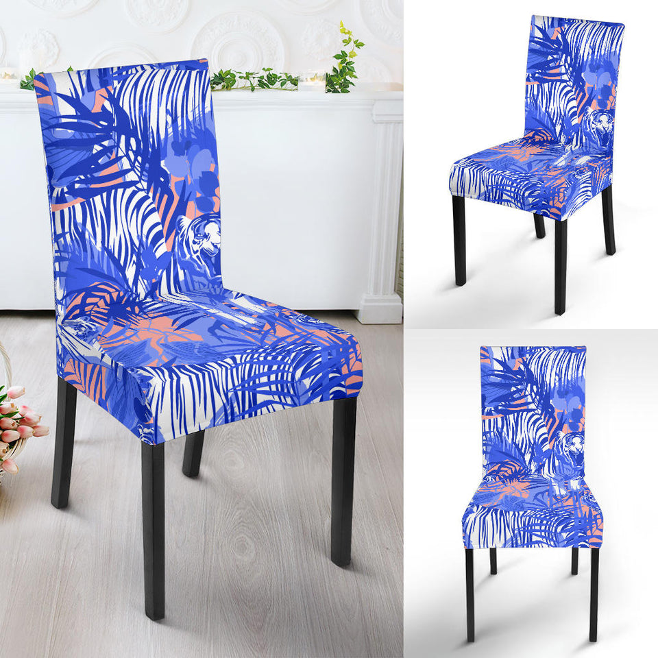 White Bengal Tigers Pattern Dining Chair Slipcover