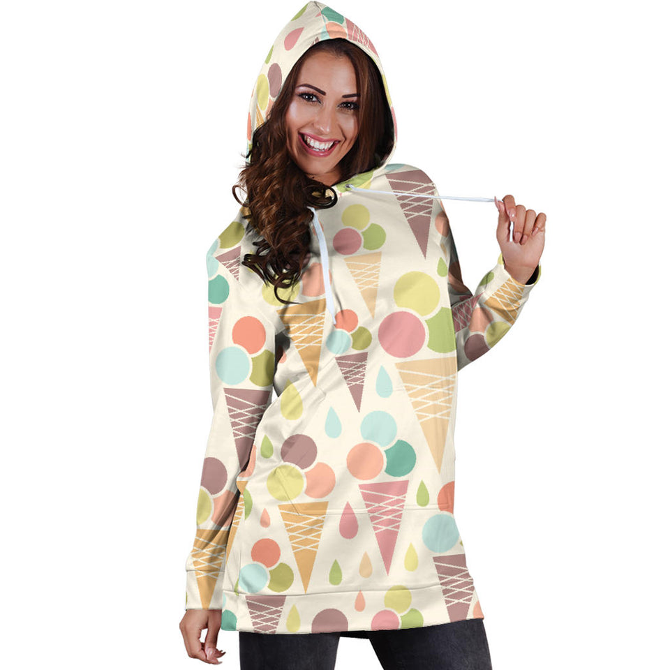 Ice Cream Cone Pattern Women'S Hoodie Dress