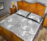 white swan gray background Quilt Bed Set