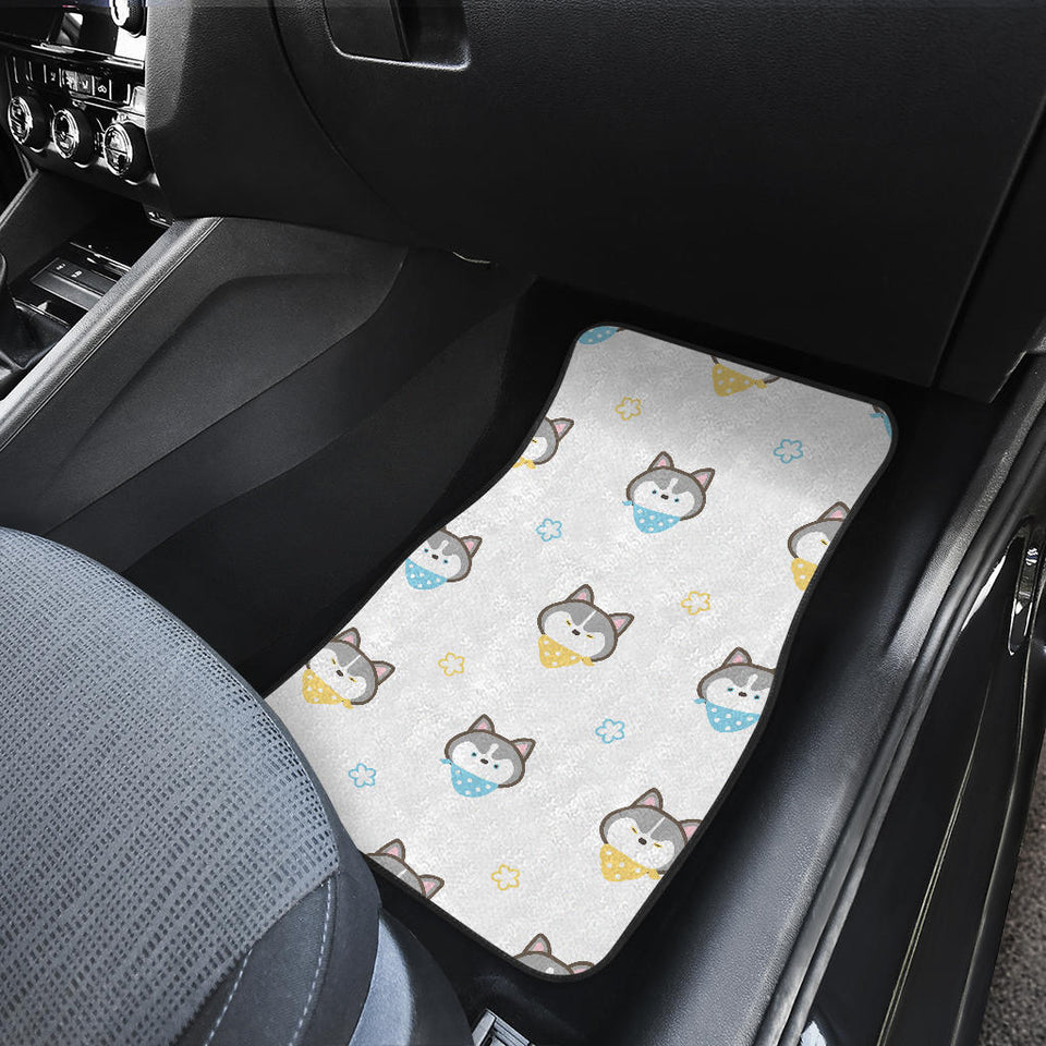 Cute Siberian Husky Pattern Front And Back Car Mats