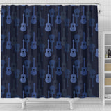 Blue Theme Guitar Pattern Shower Curtain Fulfilled In US